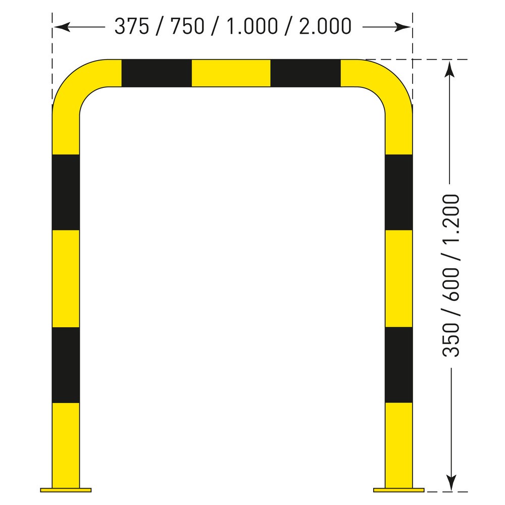 Numéro de l'image du produit 4: Arceau de protection, utilisation en intérieur, Ø 76 mm, H x l 350 x 750 mm