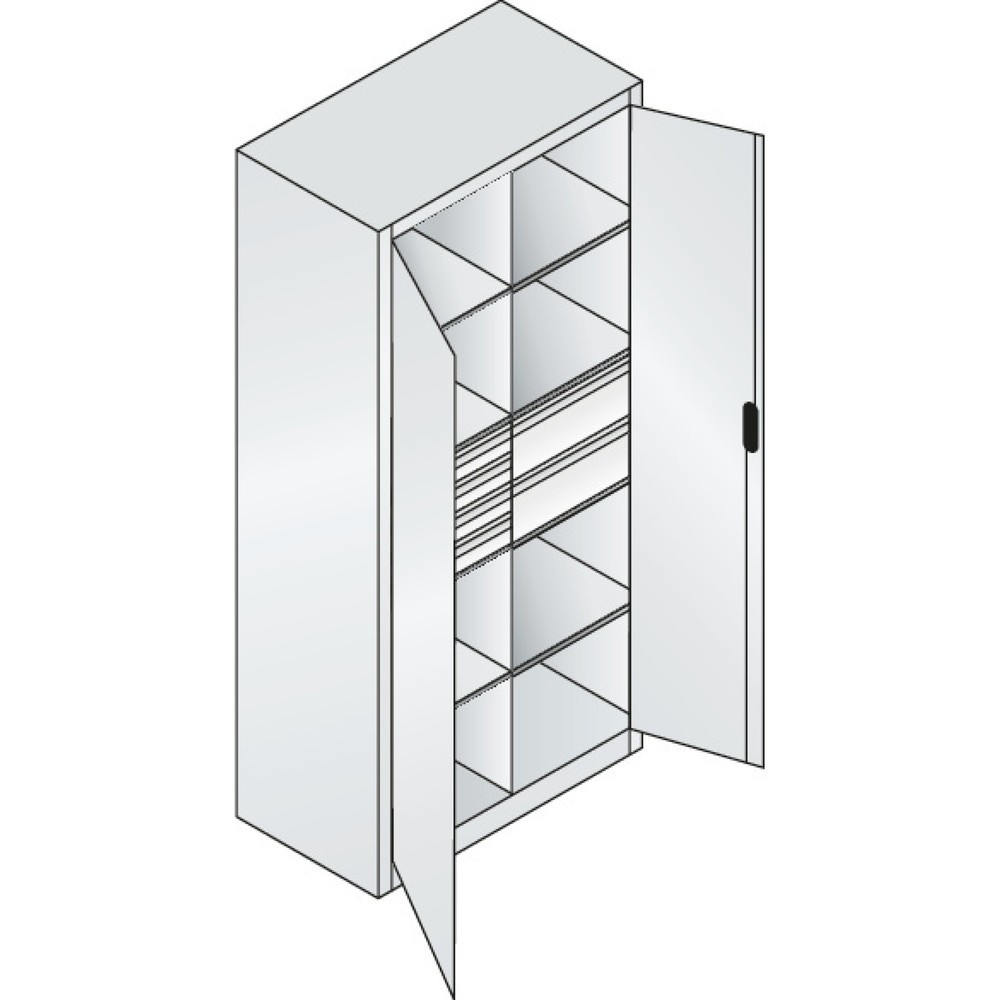 Numéro de l'image du produit 5: Armoire à outils C+P, tiroirs 4 x 86 + 2 x 174 mm, 6 tablettes, largeur 930 mm, gris anthracite, bleu clair