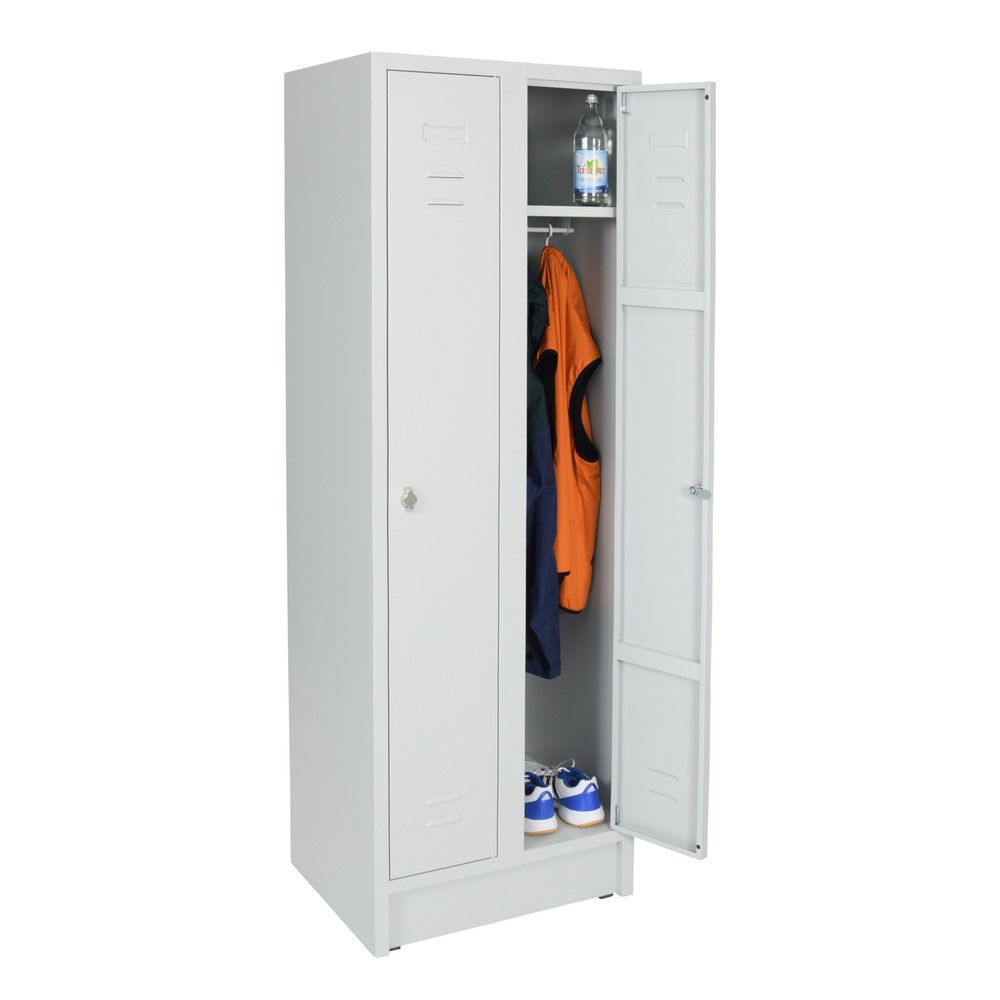 Numéro de l'image du produit 4: Armoire-penderie avec banc HEMMDAL HG-SB-1, fermeture à pêne tournant, 2 compartiments, HxlxP 1 800 x 600 x500 mm, gris clair