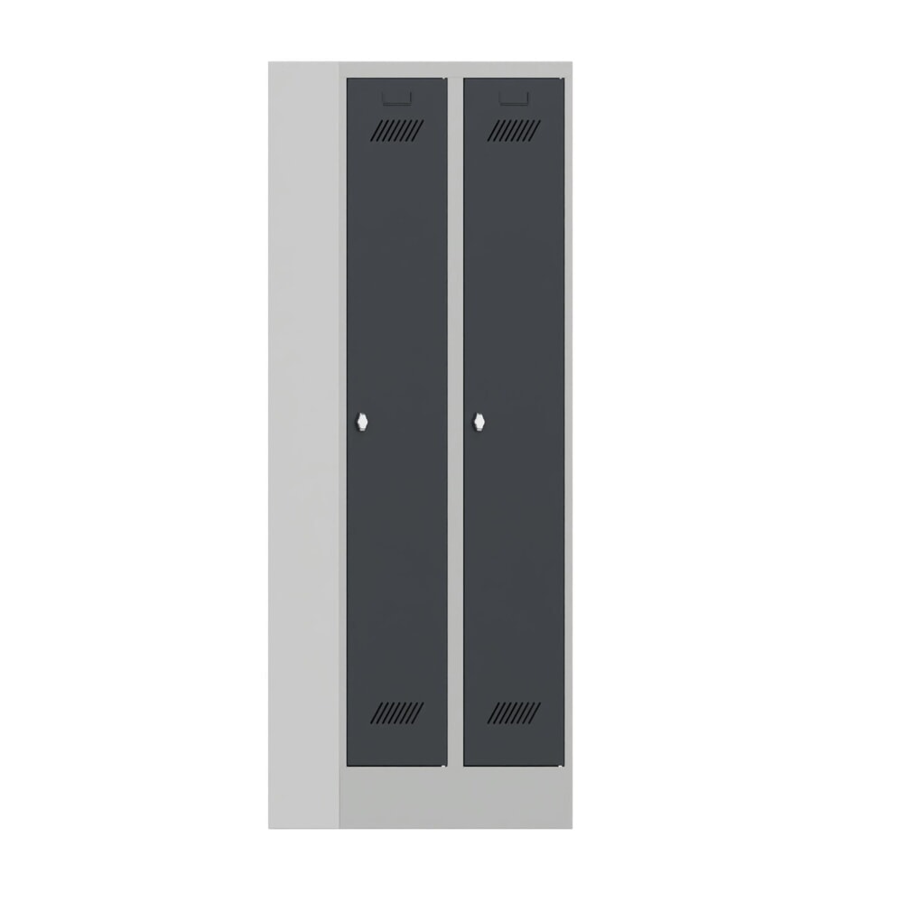 Illustration du produit: Armoire-penderie PAVOY avec socle + fermeture à pêne tournant, 2 compartiments, H x l x P 1 850 x 630 x 500 mm, gris anthracite, gris clair