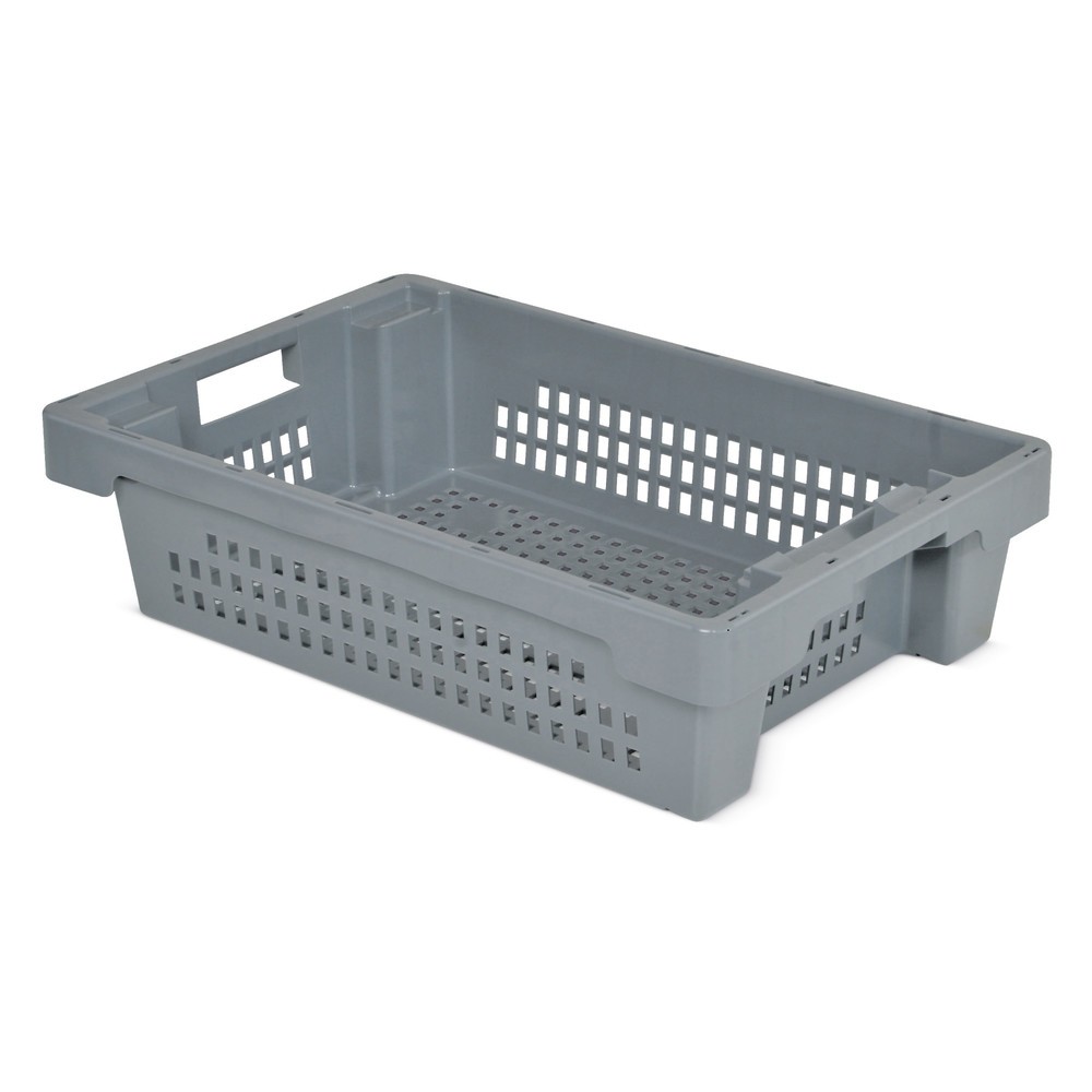 Illustration du produit: Bacs emboîtables et empilables, parois + fond perforés, 25 litres, gris