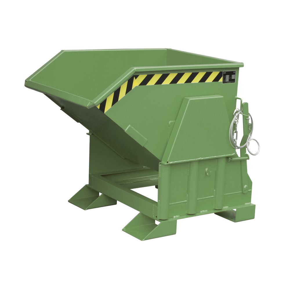 Numéro de l'image du produit 1: Bauer® Benne basculante avec mécanisme d'aide au basculement Premium, construction large, peint, sans couvercle, volume 0,3 m³, RAL 6011 vert réséda