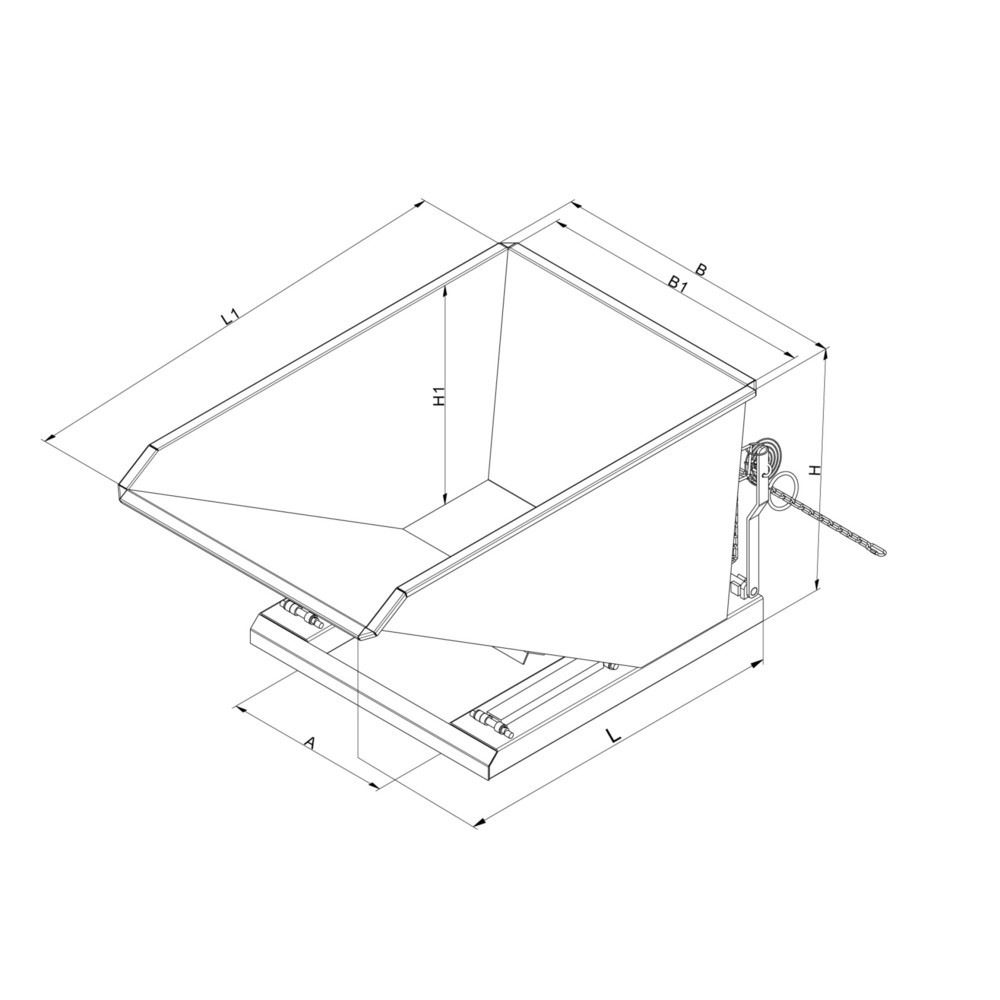 Numéro de l'image du produit 3: Benne basculante Eichinger® hauteur de construction faible, 1 000 kg, 400 litres, gris anthracite