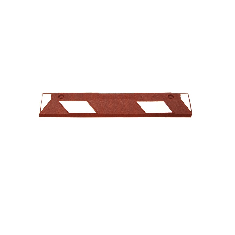 Illustration du produit: Butoir de roue MORAVIA Park-AID®, marron-rouge avec bandes réfléchissantes blanches, largeur 900 mm