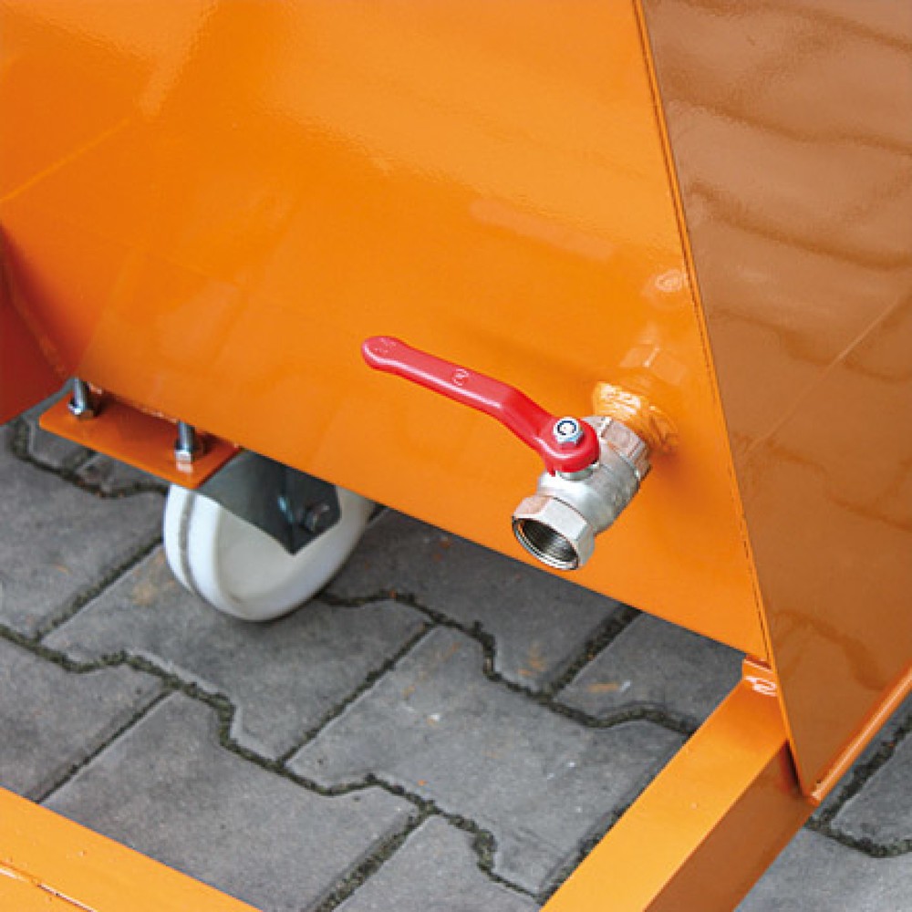 Numéro de l'image du produit 3: Eichinger® Benne basculante à copeaux avec tamis et robinet de vidange, 1 000 kg, 150 litres, orangé pur