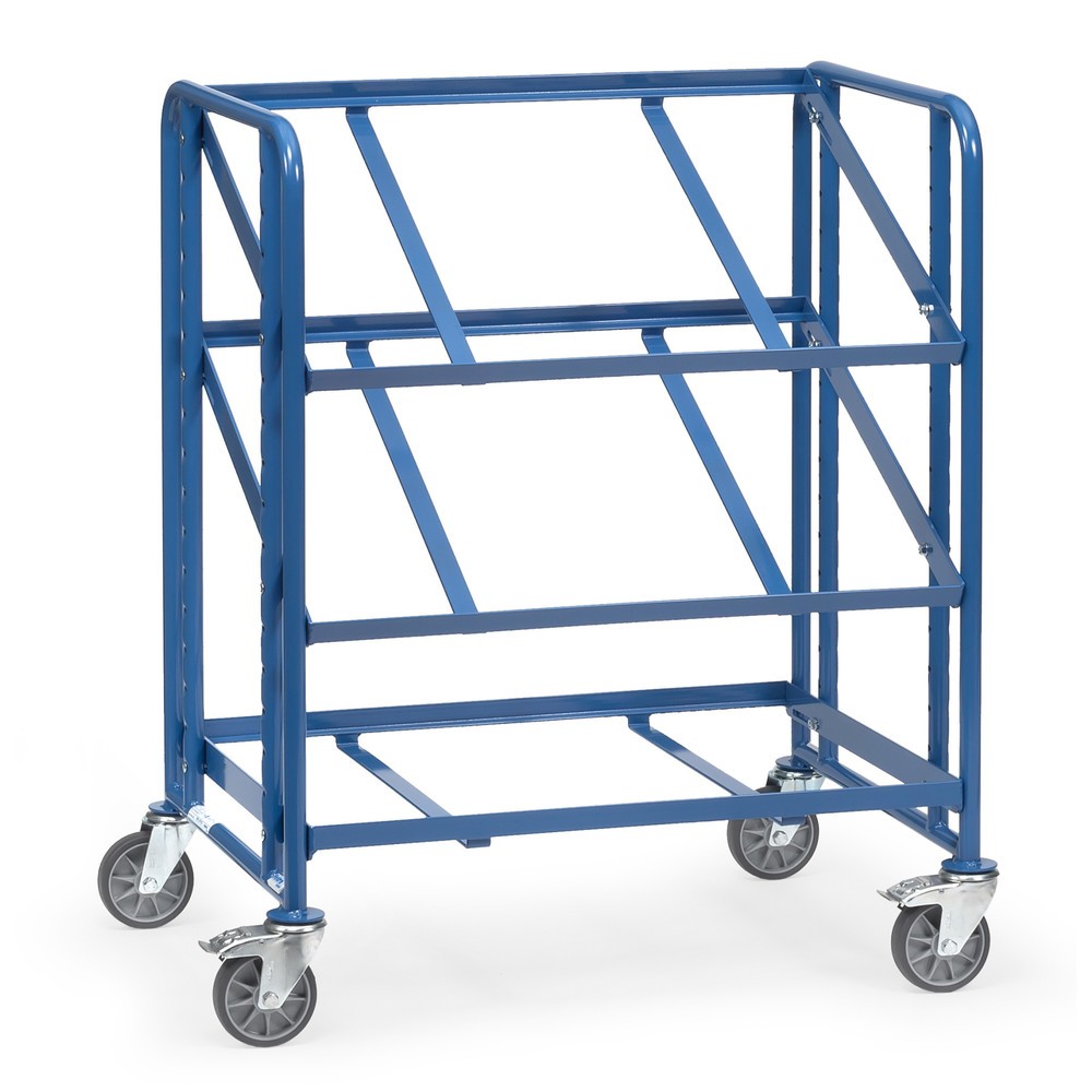 Illustration du produit: fetra® Chariot à plateaux pour bacs Euro, cadre ouvert, capacité de charge 250 kg, 3 plateaux de 820 x 610 mm