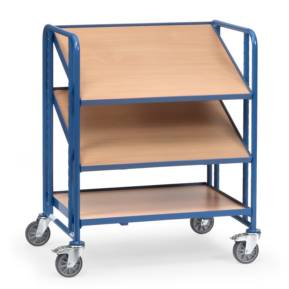 Illustration du produit: fetra® Chariot à plateaux pour bacs Euro, avec tablettes, capacité de charge 250 kg, 3 plateaux de 820 x 610 mm