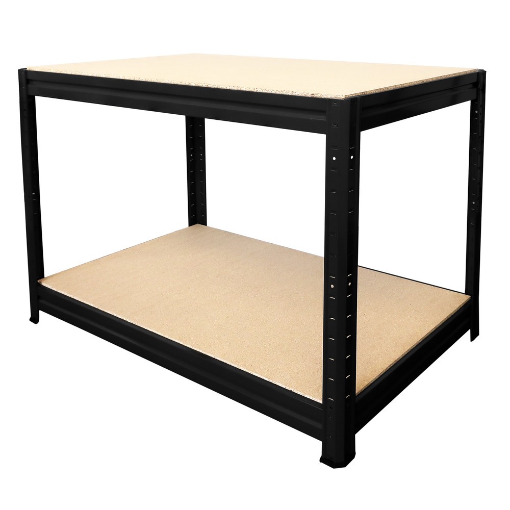 Illustration du produit: HEMMDAL Établi Type L, noir – 87 x 160 x 60 cm – Charge par tablette jusqu’à 600 kg