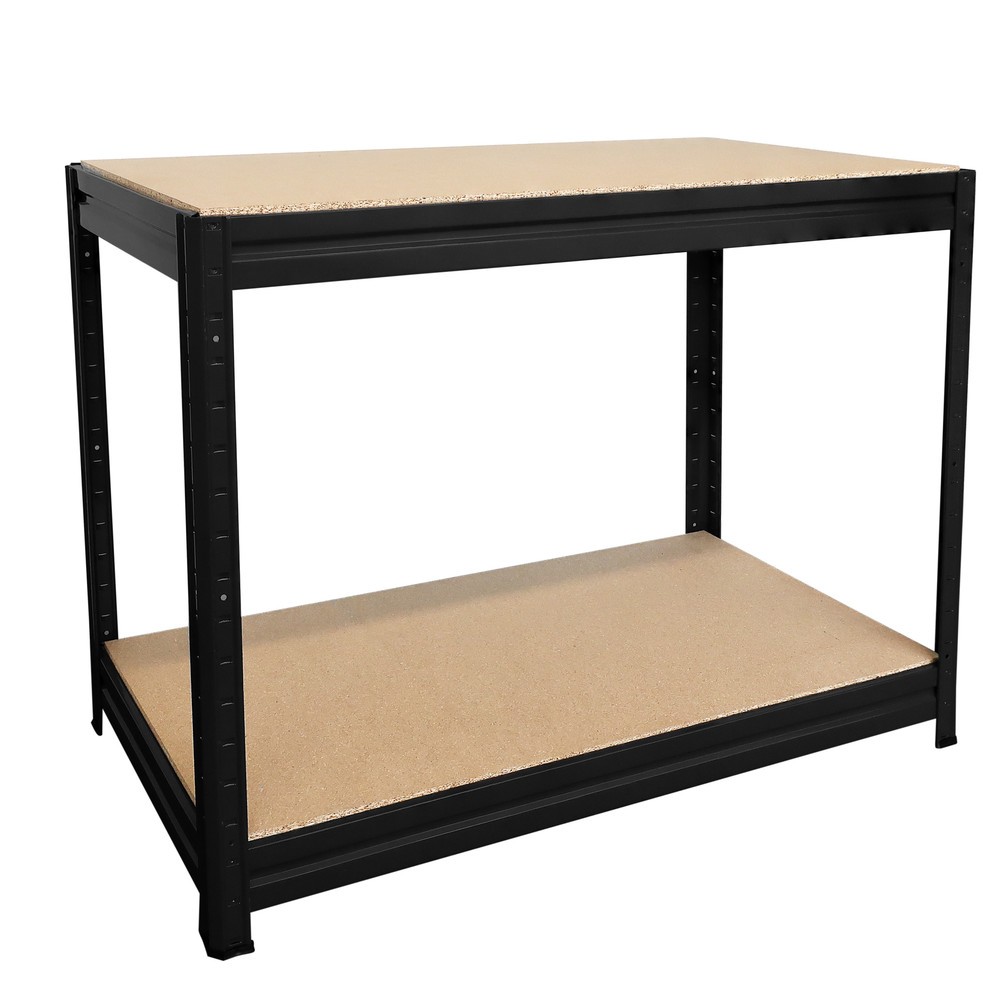 Numéro de l'image du produit 3: HEMMDAL Établi Type L, noir – 87 x 160 x 60 cm – Charge par tablette jusqu’à 600 kg