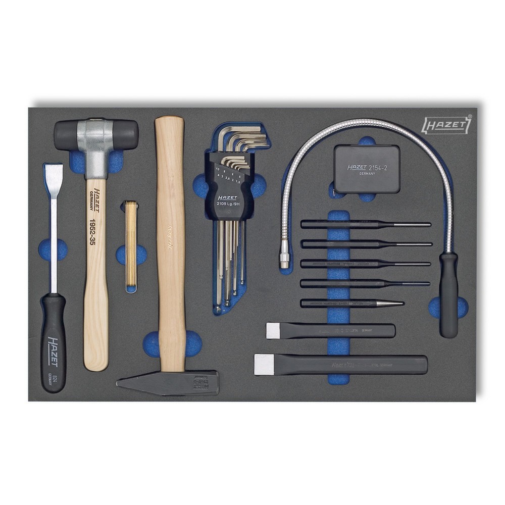 Illustration du produit: Jeu d’outils HAZET®, clés coudées + burins plats et autres, 22 pièces