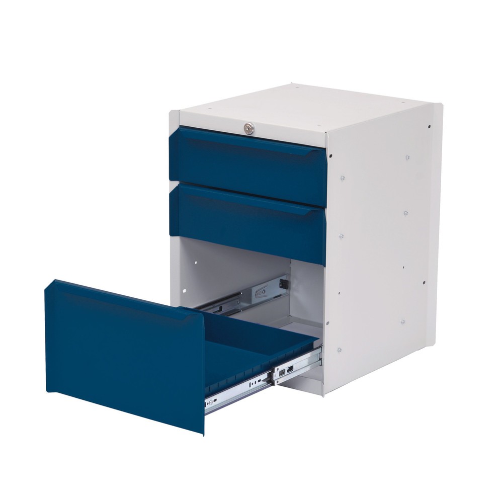 Illustration du produit: Meuble bas à 3 tiroirs pour table de système de poste de travail Bedrunka+Hirth, H x l x P 500 x 370 x 400 mm, bleu gentiane