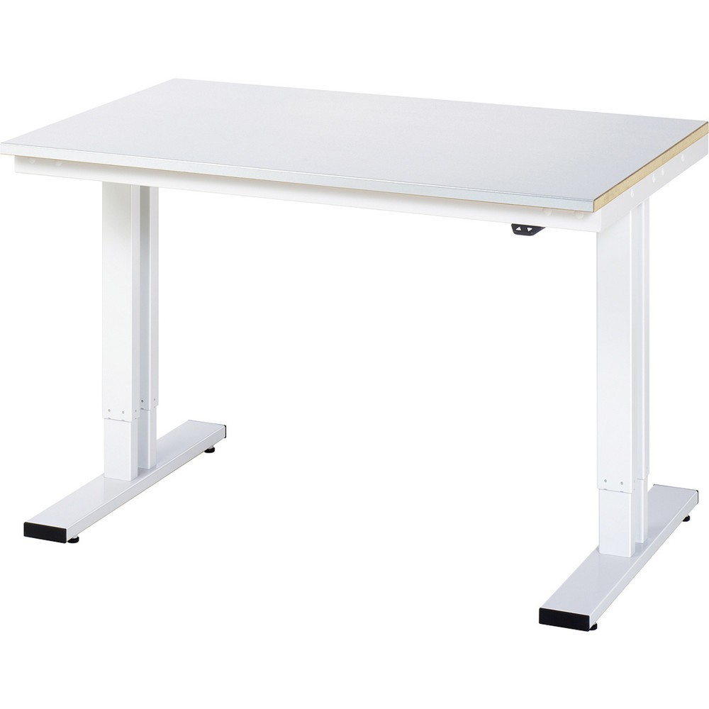 Illustration du produit: RAU Table pour poste de travail à réglage électrique de la hauteur série adlatus 300, HxlxP 720-1 120 x 1 250 x 800 mm, plan de travail recouvert de tôle d’acier