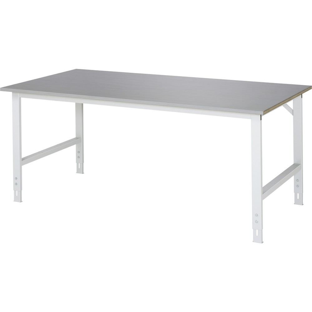 Illustration du produit: RAU Table pour poste de travail réglable en hauteur série TOM, HxlxP 760-1 080 x 2 000 x 1 000 mm, plan de travail en tôle d’acier inoxydable