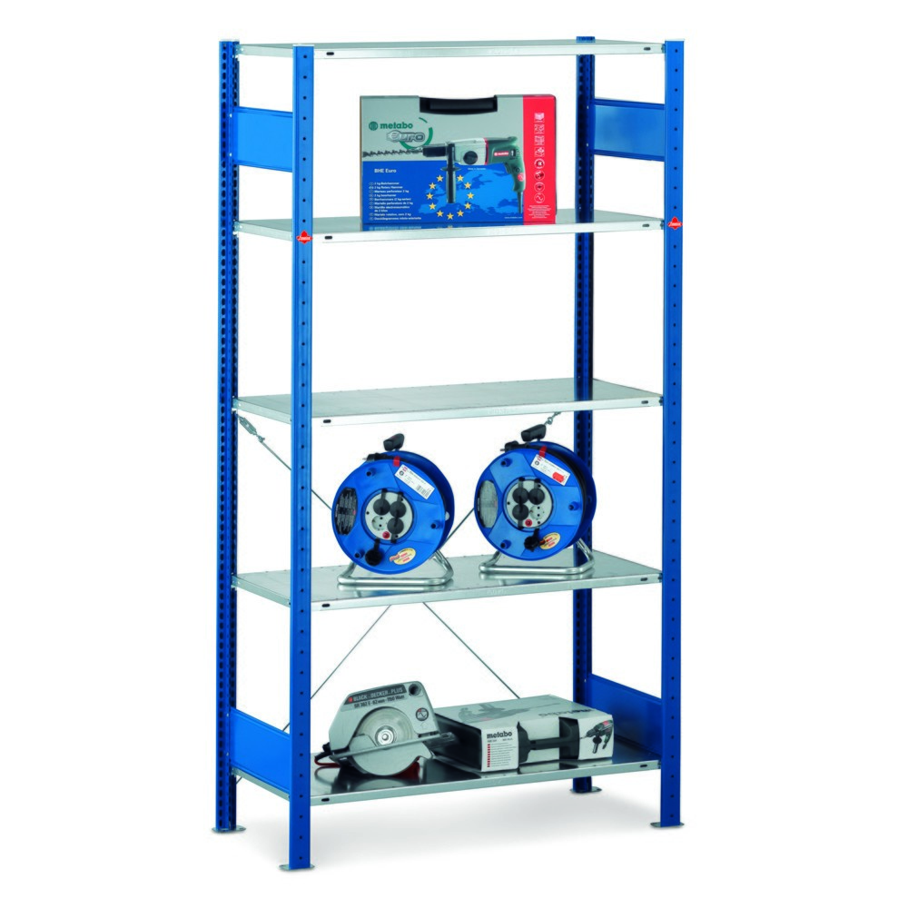 Numéro de l'image du produit 1: SCHULTE Rayonnage à tablettes, bleu gentiane / gris clair, charge par tablette 150 kg, HxlxP 2 500 x 1 060 x 536 mm