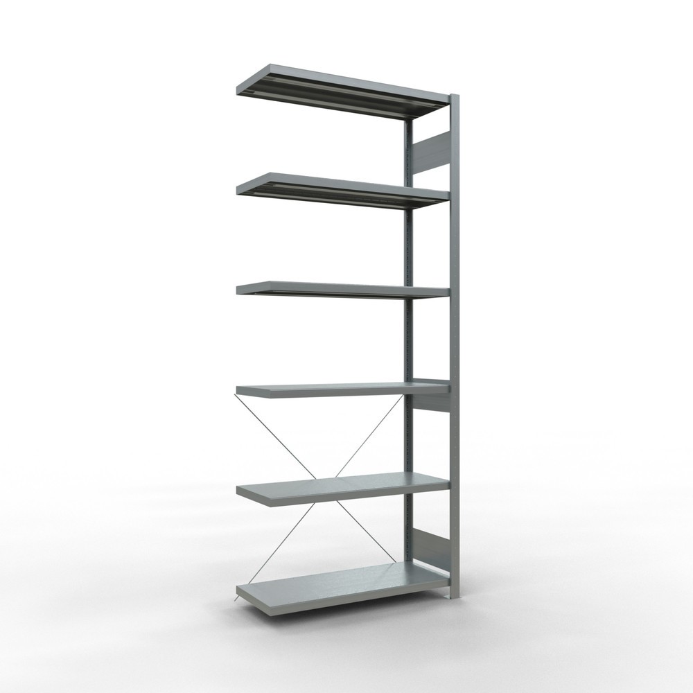Illustration du produit: Rayonnage à tablettes SCHULTE, montage par enfichage, travée auxiliaire, charge par tablette 330 kg, galvanisé, HxlxP 2 500 x 1000 x 400 mm