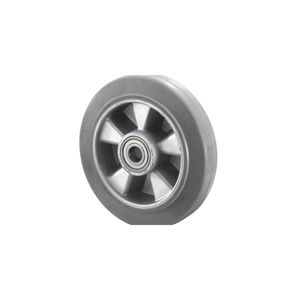 Illustration du produit: Roue en caoutchouc élastique, grise, roulement à billes, Ø x largeur 100 x 40 mm, capacité de charge 150 kg