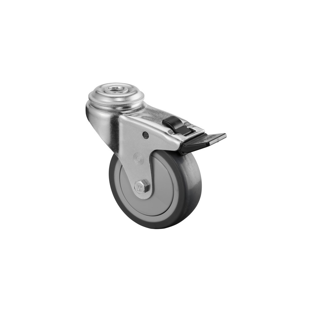 Illustration du produit: Roulette d'appareil TPE, roue directrice avec dispositif de blocage, roulement à billes, trou à boulon, Ø x largeur 75 x 25 mm, capacité de charge 60 kg