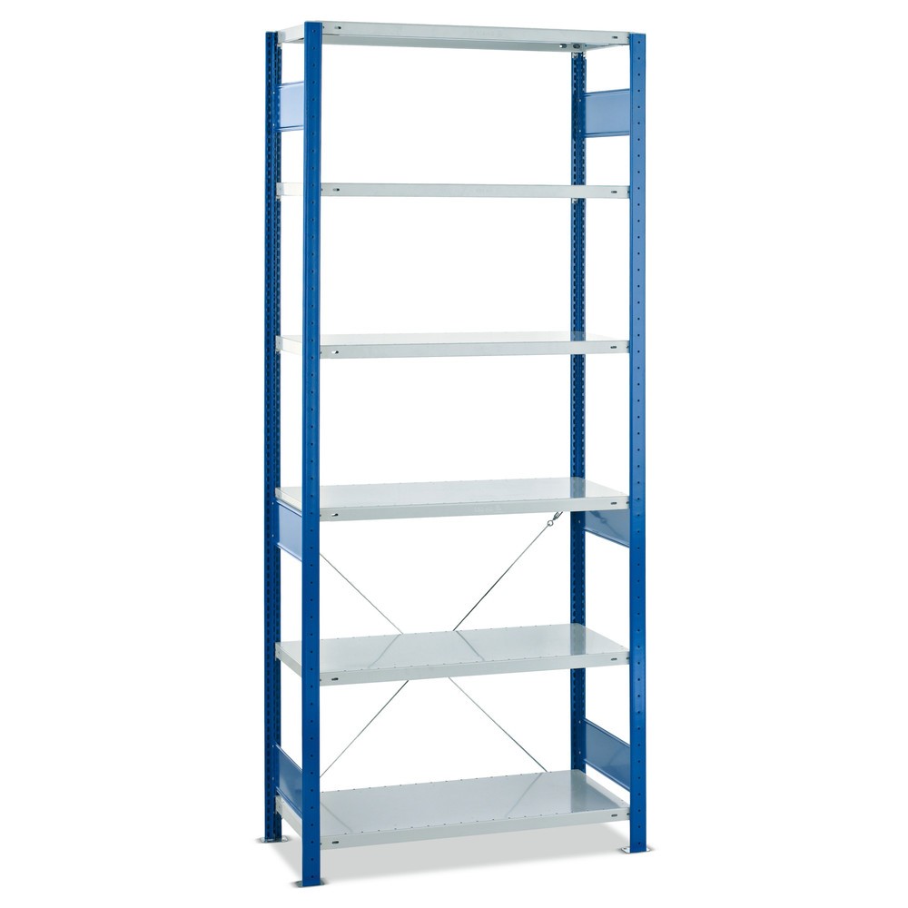 Illustration du produit: SCHULTE Rayonnage à tablettes, bleu gentiane / gris clair, charge par tablette 150 kg, HxlxP 2 500 x 810 x 636 mm
