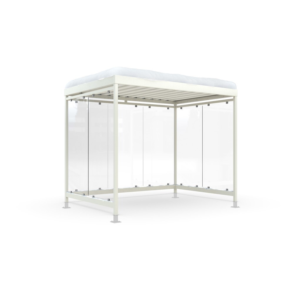 Illustration du produit: Abri fumeurs wsm® KÖLN ALPINE, livré monté, charge de neige max. 4,15 kg/m², 7 éléments, avec pavage, blanc-gris