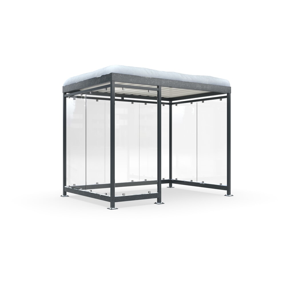 Illustration du produit: Abri fumeurs wsm® KÖLN ALPINE, livré monté, charge de neige max. 4,15 kg/m², 8 éléments, sans pavage, gris anthracite