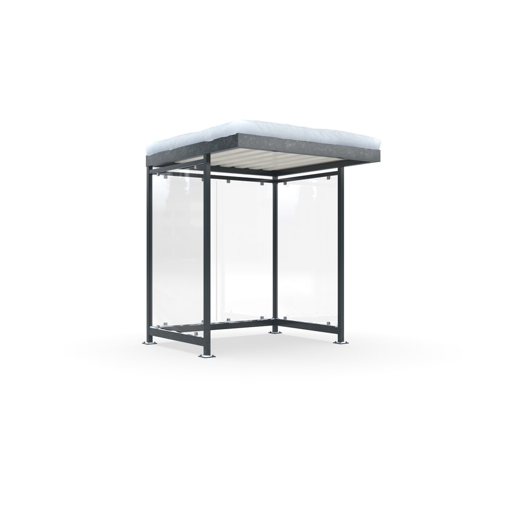 Illustration du produit: Abri fumeurs wsm® KÖLN ALPINE, livré monté, charge de neige max. 5,60 kg/m², 4 éléments, sans pavage, gris anthracite
